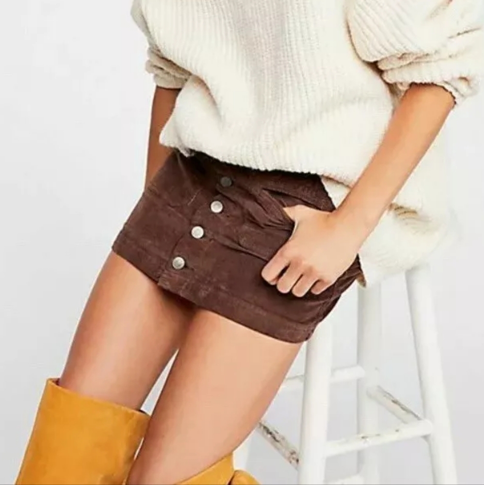 Free People Joanie chocolate corduroy mini skirt